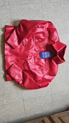 Marche 女式 Emma Swan Once Upon A Time 修身红色皮革夹克 — 第 1/4 张图片