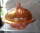 Vintage iridescent Tangerine Orange Lustre Glass Powder Bowl