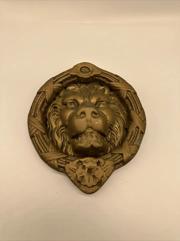 Solid Brass Lion Head Door Knocker Vintage Cover