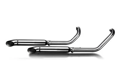 Delkevic 2-2 Exhaust Kawasaki Vulcan 900 16" Curved Out Stainless Mufflers 06-18 - Image 1 of 3