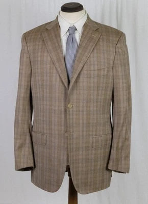 ISAIA NAPOLI Base S Super 140's Side Vent British Tan Plaid Sport Jacket 42 R - Image 1 of 4