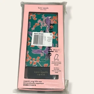 Kate Spade Bird Jungle Party Magnet Wrap Folio Iphone 11 PRO Folio Green Case - Picture 1 of 7
