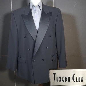 Tuxedo Club Jacket Blazer Mens 52L Black Double Breasted Peak VL - Picture 1 of 10
