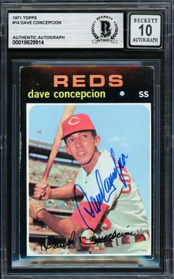 Dave Concepcion Signed 1971 Topps RC 14 Reds Auto GM 10 Beckett #18629914 - Image 1 of 2
