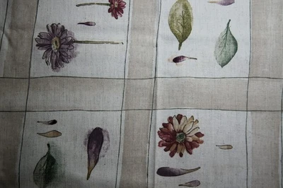 2  Yards Floral and Big Plaid Cotton Linin Blend  Fabric 75" X 56" - Image 1 of 3