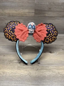 2022 Disney Park Minnie Ears Headband Coco Dia de Los Muertos Skull Day of Dead - Picture 1 of 3