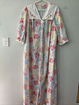 Bata a Presión Vintage Wolverine Pastel Floral Peter Pan Cuello de Encaje L Foto 1 de 4