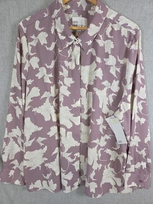 Blusa Top Nordstrom Rack Mujer 3XL Púrpura Terraza Floral Abotonada Carrera NUEVA Foto 1 de 4