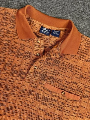 Винтажный мужской свитер John Blair махровая ткань оранжевый пуловер с воротником на пуговицах большой размер - Изображение 1 из 4