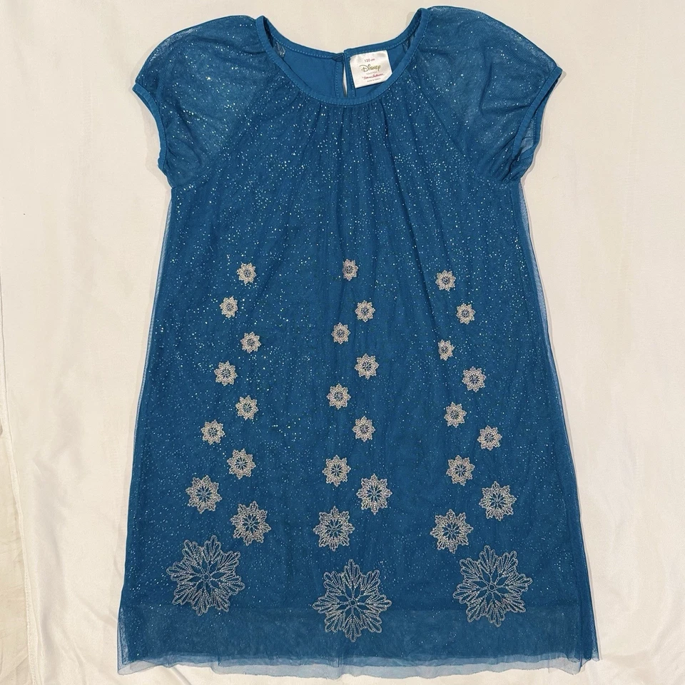 Hanna Andersson Dresses Disney Collection Girls Frozen Tulle Dress Teal Sz 6-7 - Image 1 of 4