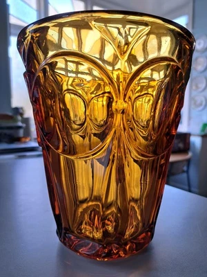 Vintage Large Amber Glass Vase Art Deco Design Early 20th Century Art Glass - Image 1 of 4