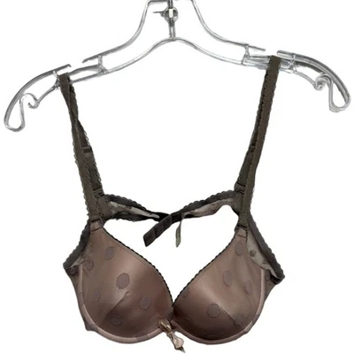 Костюм в горошек сетки кружева с подкладкой чашка пуш-ап бюстгальтер белье размер 36B розовый коричневый - Изображение 1 из 4