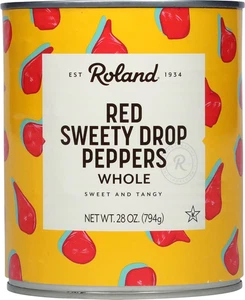 Roland Foods Red Sweety Drop Peppers, comida importada especial, lata de 28 onzas, paquete - Imagen 1 de 12