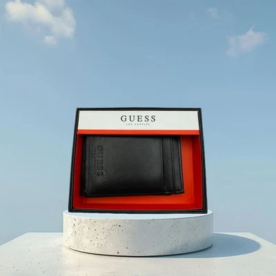 New Guess Men's Front Pocket Wallet Magnetic Money Clip RFID Block Black Tags - Image 1 of 4