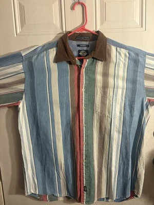 Vintage Dockers Indigo Hombre Grande Multicolor Pana Años 90 Rayas Manga Larga Foto 1 de 4