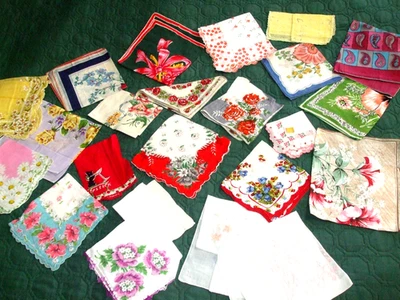 Lote de pañuelos estampados vintage - 23 en total - algodón, lino, etc. Foto 1 de 4