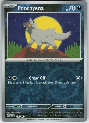 Pokemon Poochyena 105/162 SV05: Temporal Forces Common Reverse Holo Near Mint - Image 1 of 2