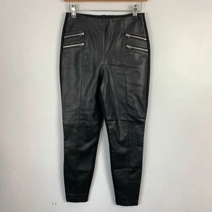 River Island Leggings Womens 10R W27 L26 Black Faux Leather High Rise Jeggings - Picture 1 of 12