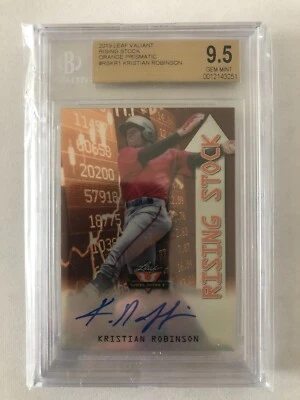 Kristian Robinson 2019 Leaf Valiant Rising Stock Orange Auto 23/35 BGS 9.5/10 - Image 1 of 2