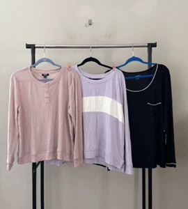 Lot of 3 Alfani Sz XL Long Sleeves Scoop Henley Neck Soft Knit Pajama Top Bundle - Picture 1 of 10
