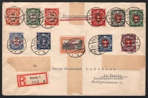 Gdansk 1930 - Mi-Nr. 220-230 - Carta certificada - FDC - ¡No en Michel! - Imagen 1 de 2