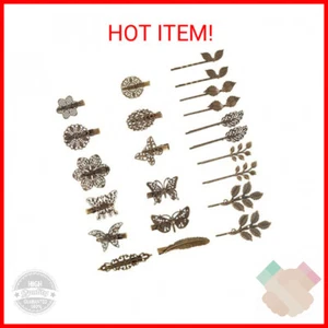 BBTO 22 Pieces Vintage Hair Clips Barrettes Bronze Leaf Bobby Pin Flower Butterf - Picture 1 of 2