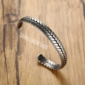Viking Wheat Ear Shape Bangle For Men Women Cuff Bracelet Stainless Steel Retro - Picture 1 of 7