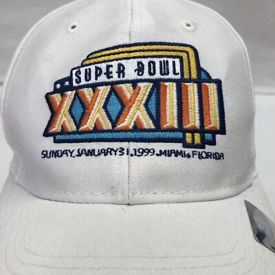 DE COLECCIÓN SUPER BOWL XXXIII 1999 ATLANTA FALCONS HOMBRE BLANCO AJUS GORRA GORRA SOMBRERO Foto 1 de 4