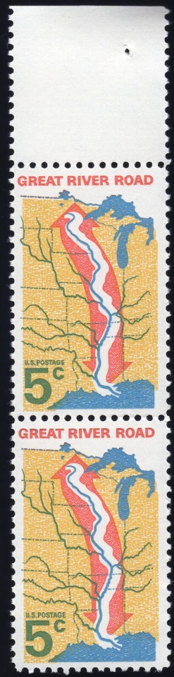 Scott #1319 Great River Road 5¢ Vertical Pair of Stamps - MNH - Image 1 of 1