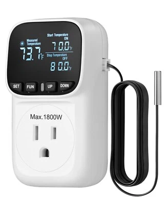 DEWENWILS Digital Temperature Controller, Thermostat Outlet Plug,Cyclic Timing