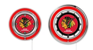 NHL - Anillo Doble Neón Chicago Blackhawks, Logo Reloj Logotipo Equipo Hockey - Imagen 1 de 9