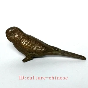 2.4 Inch Chinese Bronze Carving Bird Parrot Statue Decoration Gift Collection - Picture 1 of 6