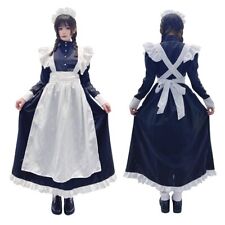 [IRIWA] uniforme de femme de chambre de style britannique long noir et blanc cosp d'Halloween une pièce