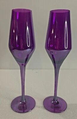 NUEVO JUEGO DE 2 FLAUTAS ARTLAND IRIDISCENTE PÚRPURA BRILLO CHAMPÁN Foto 1 de 4