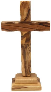  Hand made Olive Wood Jerusalem Standing Cross Crucifix Holy Land  Blessed Gift  - Picture 1 of 11