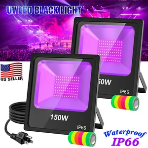 2 Pack 150W LED UV Black Light for Christmas Party LED Blacklight With Plug IP65 - Picture 1 of 11