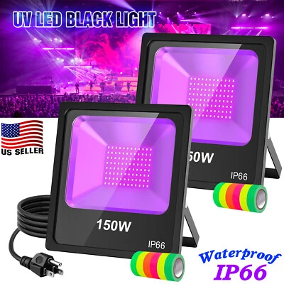 2 Pack 150W LED UV Black Light for Christmas Party LED Blacklight With Plug IP65 - Image 1 of 4
