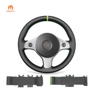 Funda de volante MEWANT puntada a mano hágalo usted mismo negra cuero sintético para Alfa Romeo 159 Brera - Imagen 1 de 9