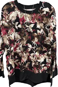 Neu mit Etikett LuLaRoe Small schwarz braun creme rosa Blumen Hannah SWEATSHIRT - Bild 1 von 9