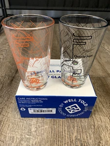 MLB SF Giants Pint Glasses Ballpark Oracle Park NIB Uncommon Goods - Picture 1 of 5