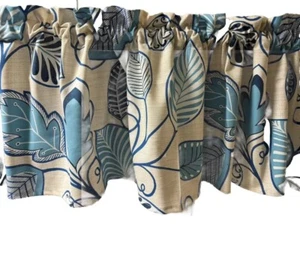 Blue Floral Valance Curtain kitchen window treatment Living Room Curtains 52x14 - Picture 1 of 3