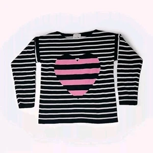 Maglione J Crew Crewcuts bambina manica lunga righe San Valentino cuore taglia 12 - Foto 1 di 8