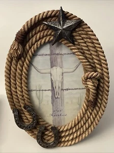 "Herraduras estrella cuerda 4"" x 6"" con marco estilo occidental" - Imagen 1 de 6