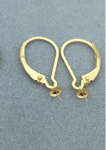 Un paio puro solido 18K Y. Orecchini Orecchini Schiena Intercambiabili Leva Oro - Foto 1 di 2