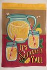 "IT'S Summer Y'ALL" Lemonade in Mason, Lemons Burlap -look, applique Garden Flag