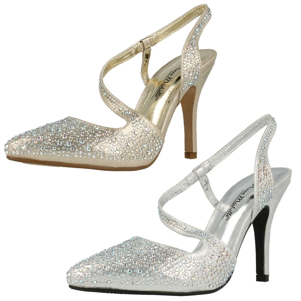 Chaussures Sling Back Dorées Et Argentées Pour Femmes Anne Michelle F9812 - Photo 1/1