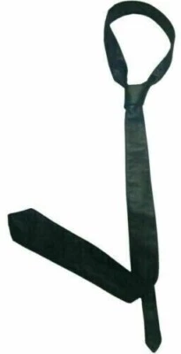 Elegante corbata de cuero formal de piel de cordero 100 % genuina negra para hombre Foto 1 de 3