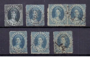 QUEENSLAND 1864-65 2d x 5 SINGLES & A PAIR SG 45-46 USED - Picture 1 of 1