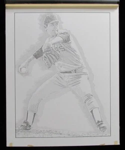 Nolan Ryan HOF UNSIGNED 16x20 B/W Drawing Texas Rangers 190124 - Picture 1 of 2