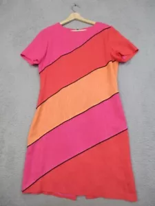 Vintage David Warren Dress Women 12 Pink Orange Vibrant Dopamine Bold Glamour - Picture 1 of 22